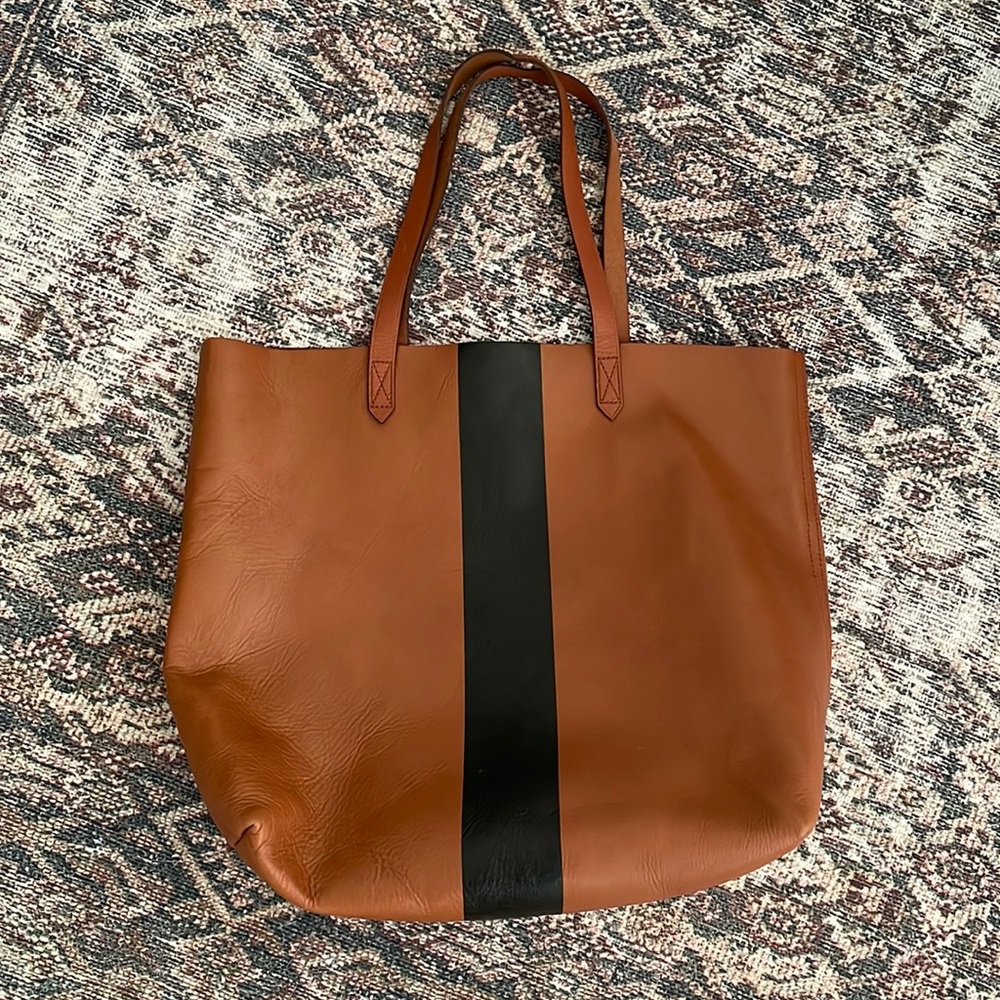 Madewell Paint Stripe Leather Transport Tote